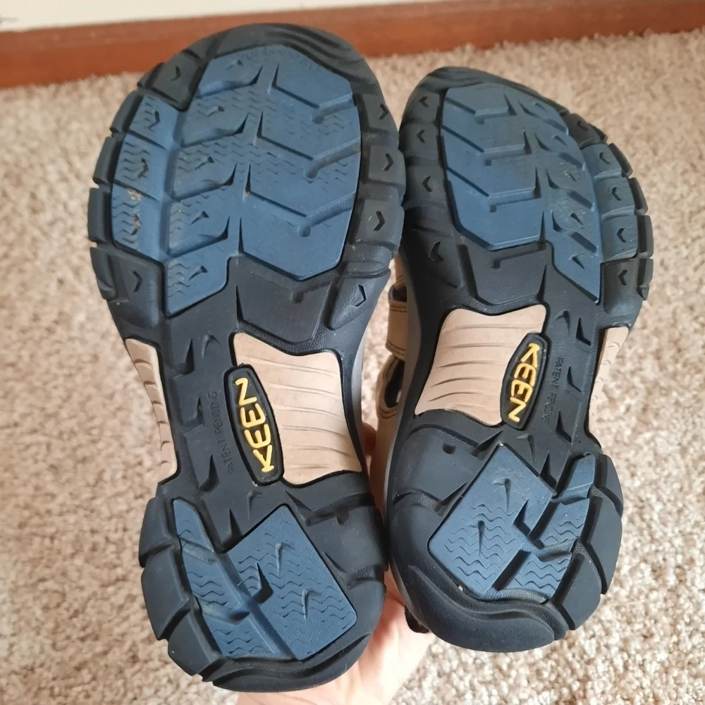Keen Newport Leather Hiking Sandals Light Tan Pull Cord Slip On Size 7